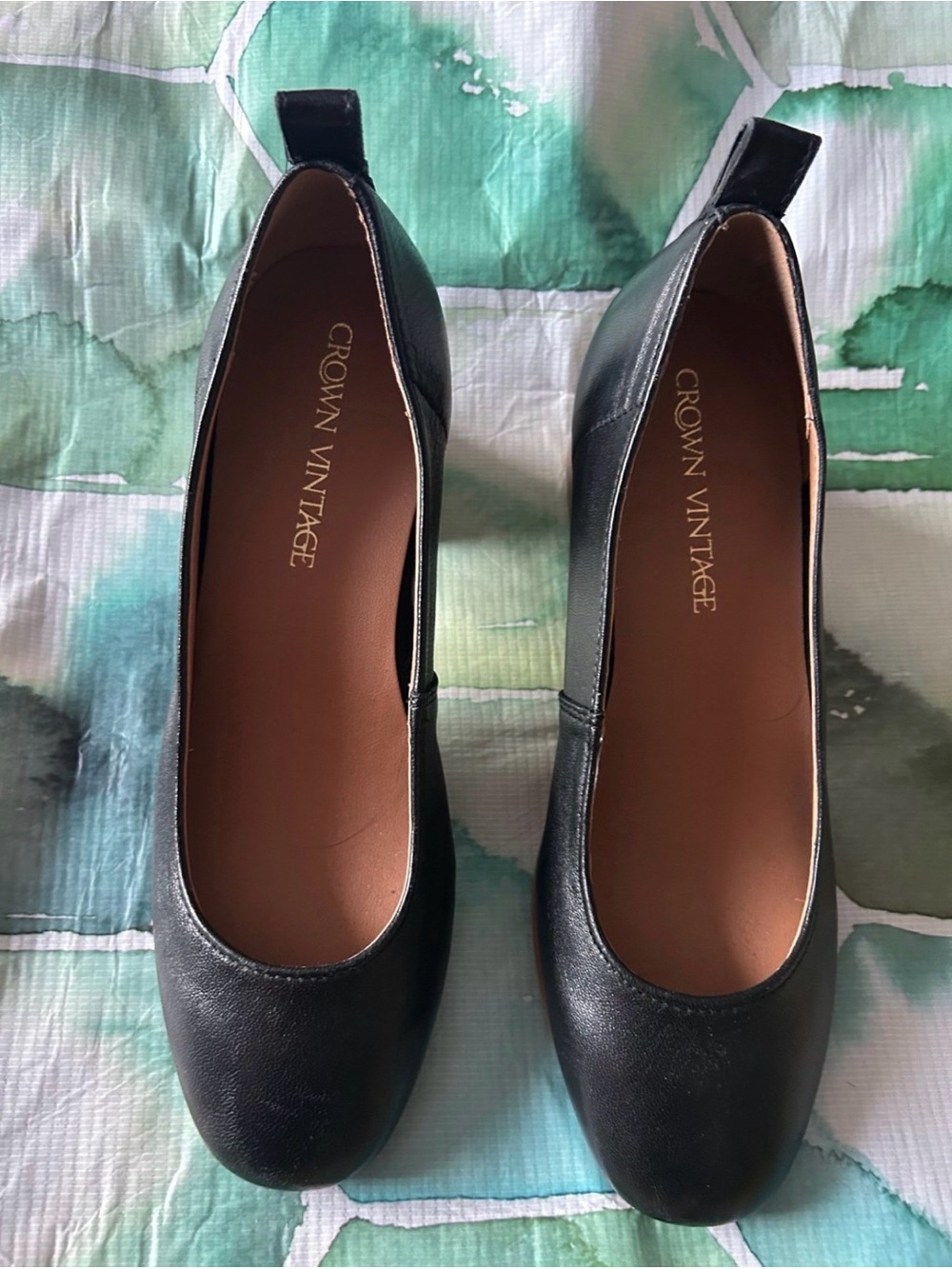Crown Vintage GIOVANNA 2 PUMP 1311 Black Leather Heels NIB Size 8